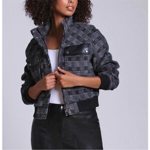 Anthropologie Black and Gray Bomber Jacket